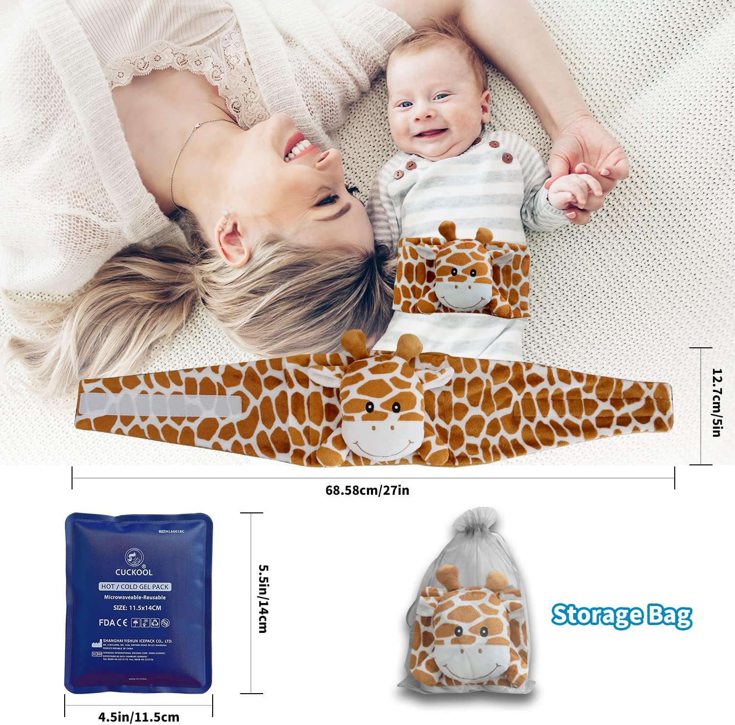Baby Colic, Gas and Upset Stomach Relief, Baby Heated Tummy Wrap, Infant Swaddling Belly Belt with Soothing Warmth (Lion) - Image 5